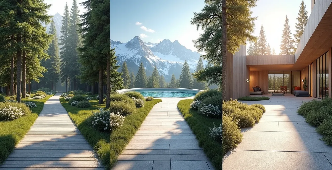 Métaphore visuelle illustrant la diversité des types de resort selon les objectifs d’un séminaire