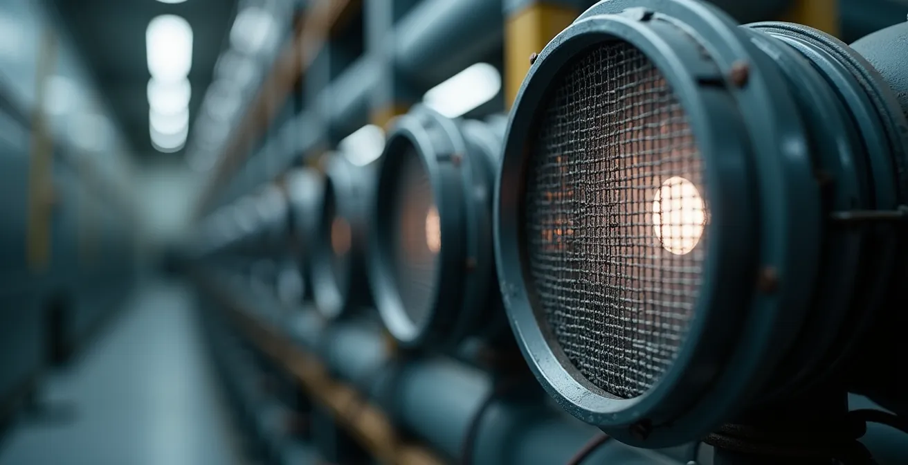 Gros plan sur un capteur de qualité d'air industriel moderne