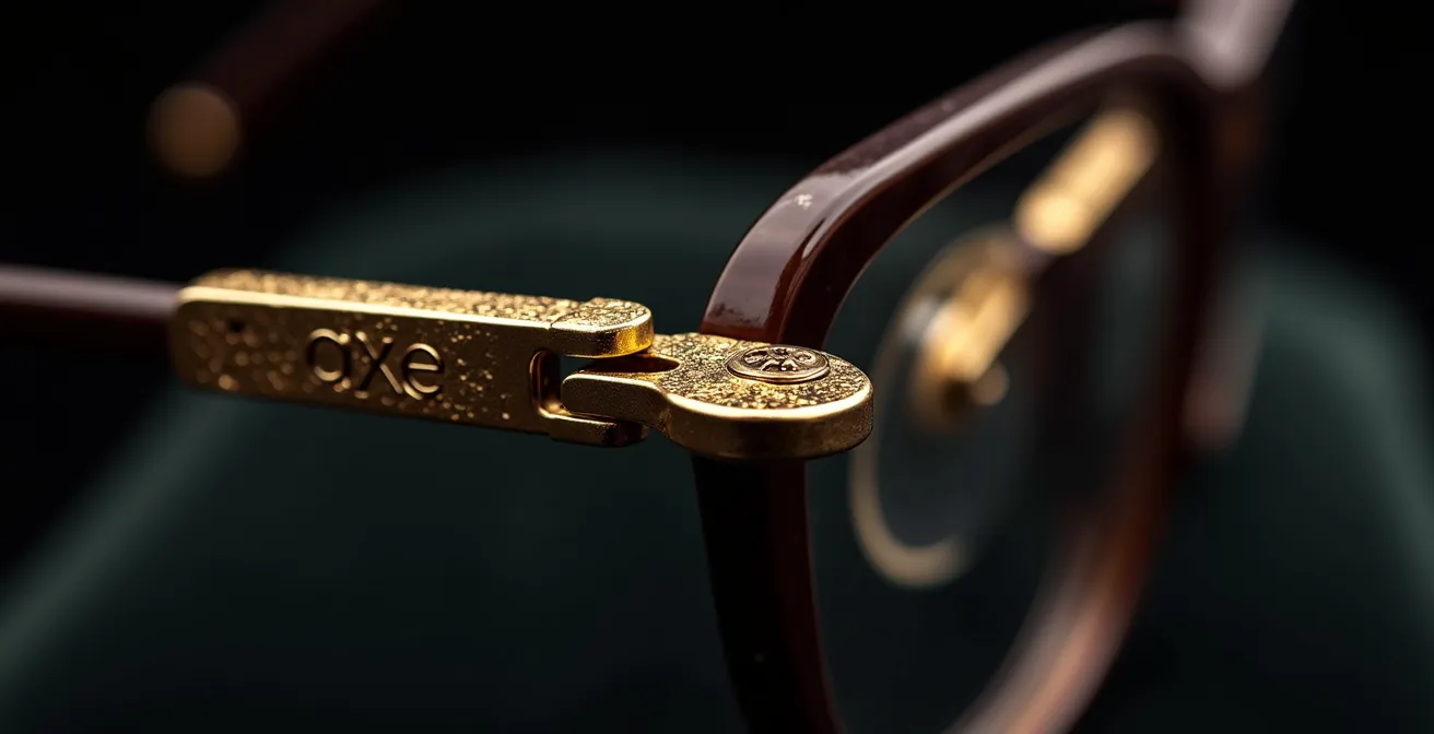 Détail macro d'une monture Cartier en or avec textures précieuses